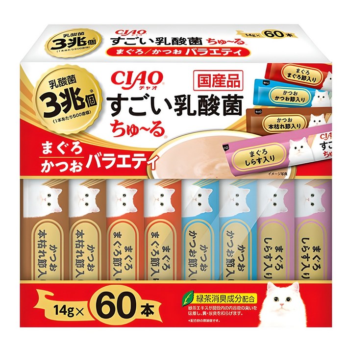 챠오 고양이 츄르 스고이유산균 버라이어티 SC389 14g x 60p 세트