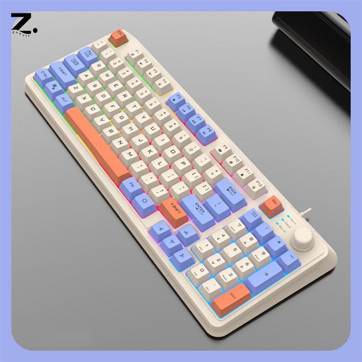 Zoovit 기계식 사무용 게이밍 LED 유선 키보드 94키