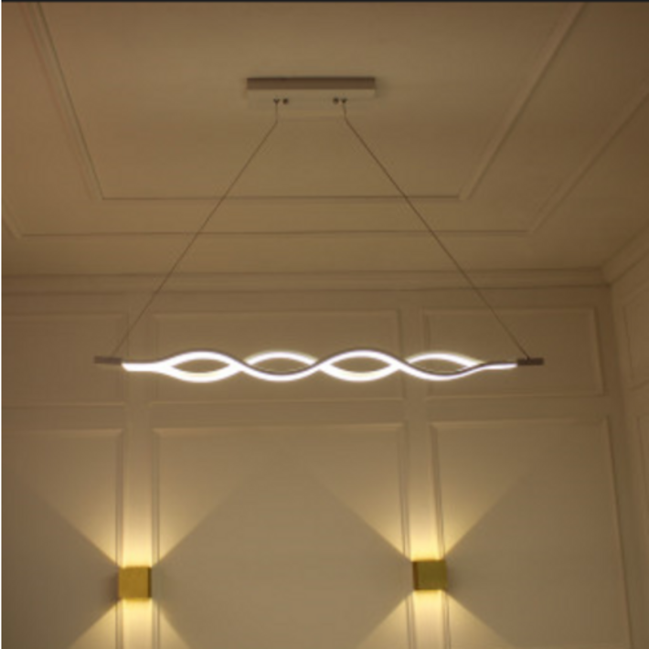 포유라이팅 LED 식탁등 파토 펜던트 2줄 30W 웨이브 물결 조명 전구색