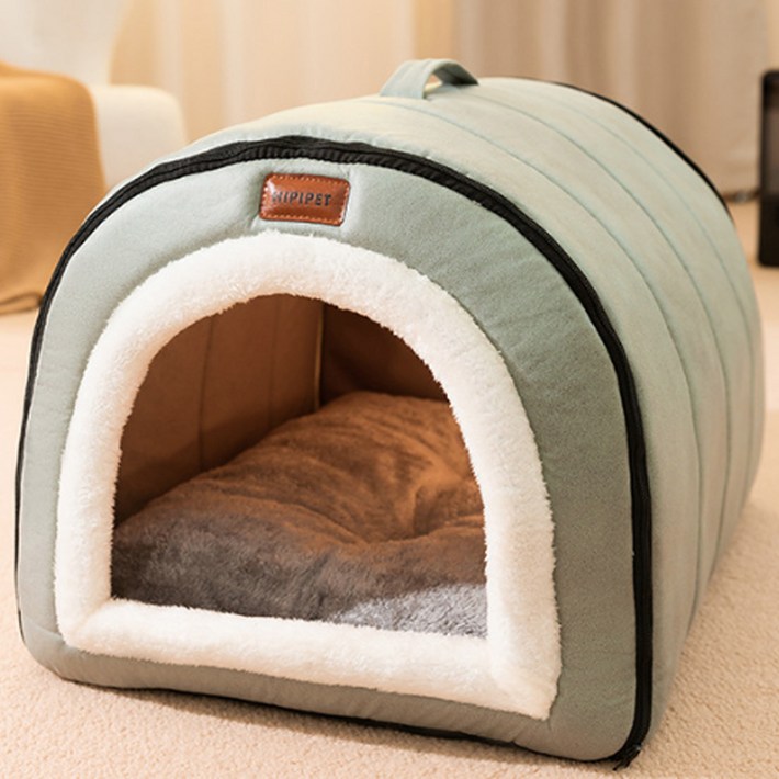 RUFPUPPY 방석 겸용 사계절 강아지집 고양이 하우스, 그린, 1개
