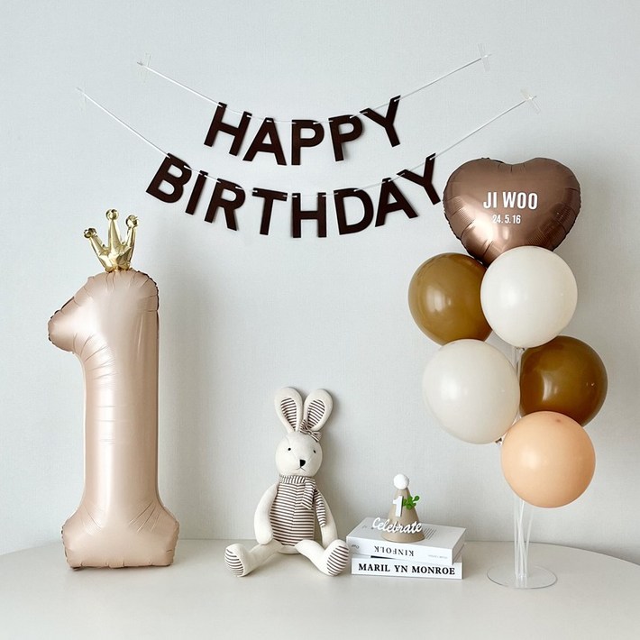 연지마켓 두돌 생일 파티 용품 세트 세 돌 풍선 생일상 레터링포함