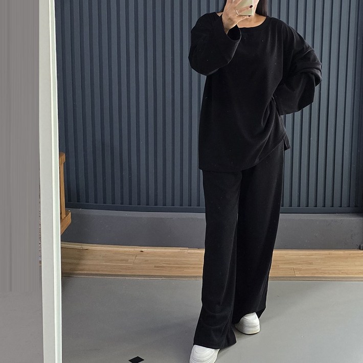 당일출고 제이드 언발 티셔츠 와이드 팬츠 셋업 세트