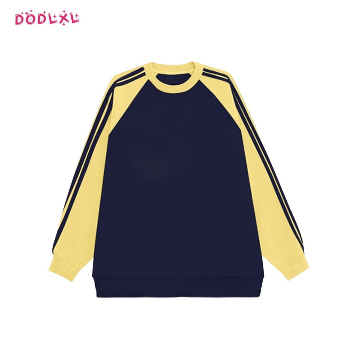 DODLXL 남녀공용 라운드넥 소매 스트라이프 커플티 봄가을 패션 배색 긴팔 맨투맨 티셔츠 상의