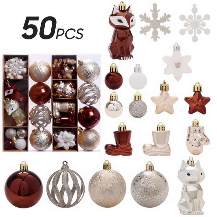 크리스마스 고급 트리장식 오너먼트 50PCS