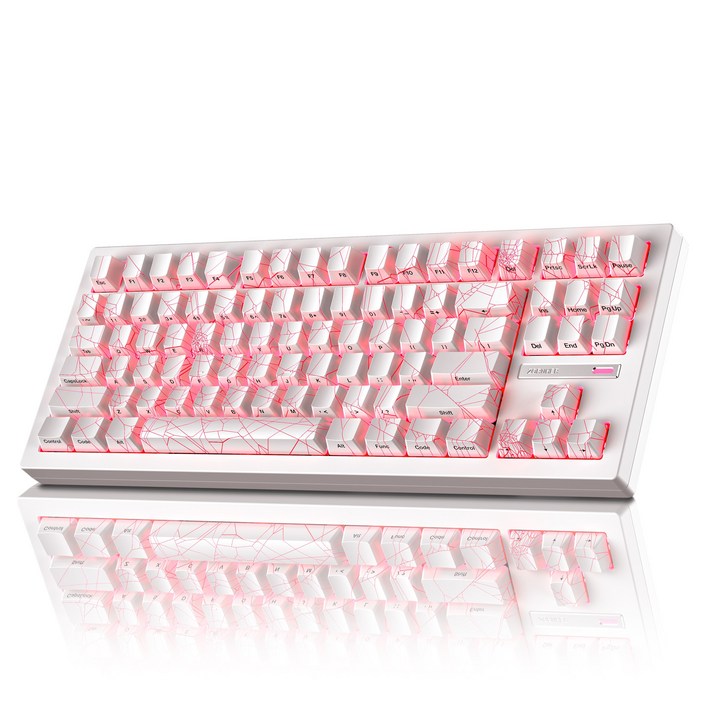 ZORNHER 예쁜 레인보우 LED 저소음 기계식 유무선 블루투스 게이밍 기계식 키보드 3Mode키보드 87키, 독자규격 스위치, ZH870, White SpiderWeb