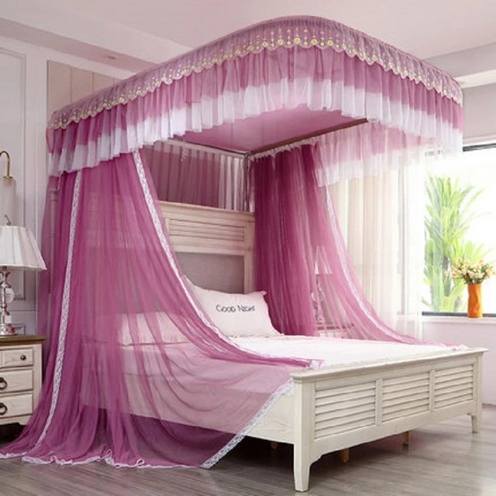 U자형 트랙 가이드 레일 모기장, 두껍고 치밀한 가정용, 분해하기 쉬움, 브래킷 없음, 2.0m 침대,