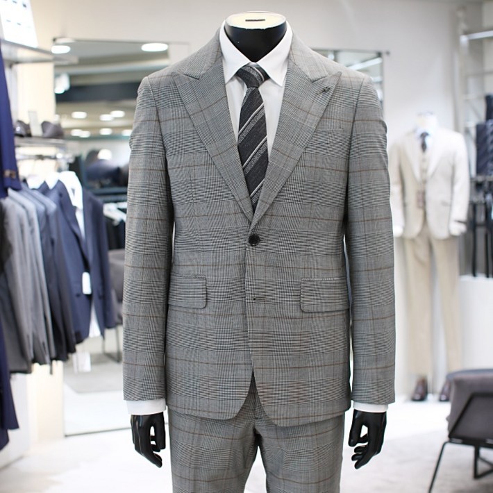 지이크 파렌하이트 23SS 봄여름 남성 클래식핏 피크드라펠 빅 글렌체크 정장셋트 FGJAA2331