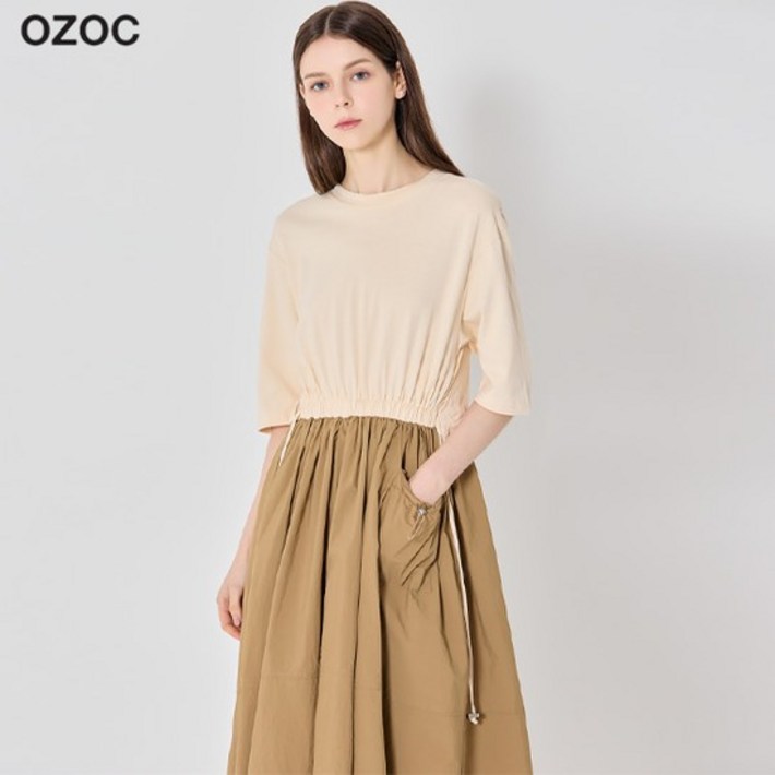 OZOC 우븐 배색 언발 원피스 택가격 169000원