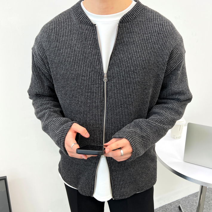 이브컴퍼니 남녀공용 투웨이 오버핏 골지 집업 니트 가디건 빅사이즈 M4XL 8컬러 22371