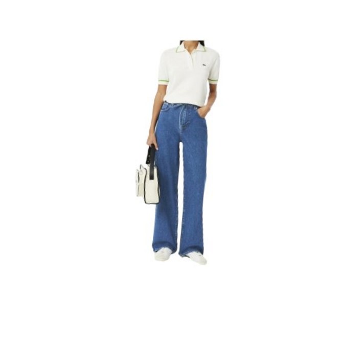 매장정품 LACOSTE 라코스테 여성 와이드핏 컬러데님 팬츠 블루 HF244855G36L 597162