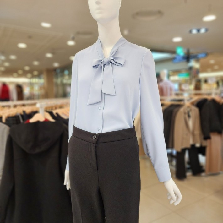 숲 SOUP 여성스러운 타이넥 블라우스 블루 SDRLS9143