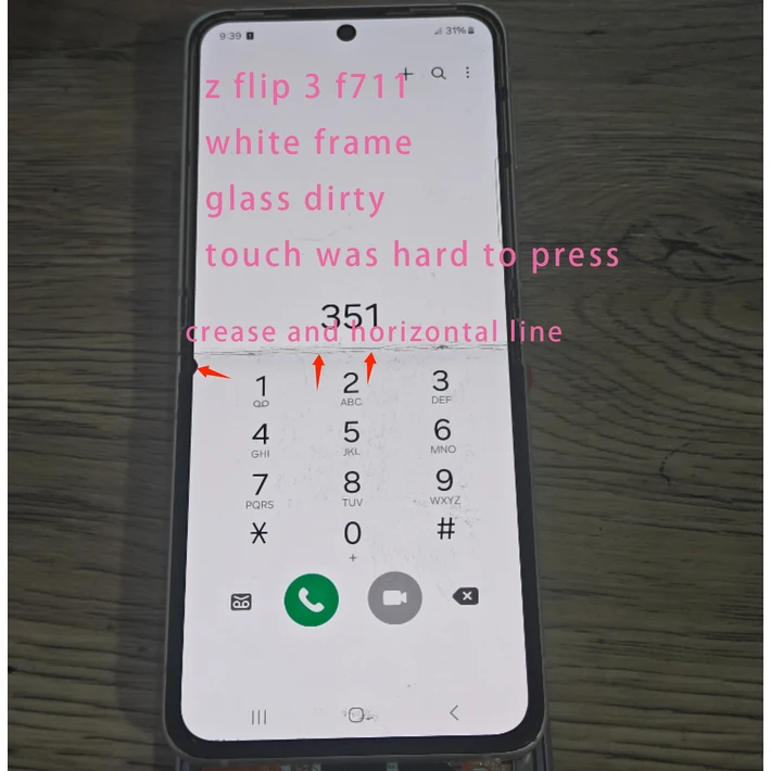 6.7인치 amoled, 삼성 Z 플립 3 F711 LCD 터치 스크린 디스플레이 어셈블리, 프레임 교체 포함 z 플립3용