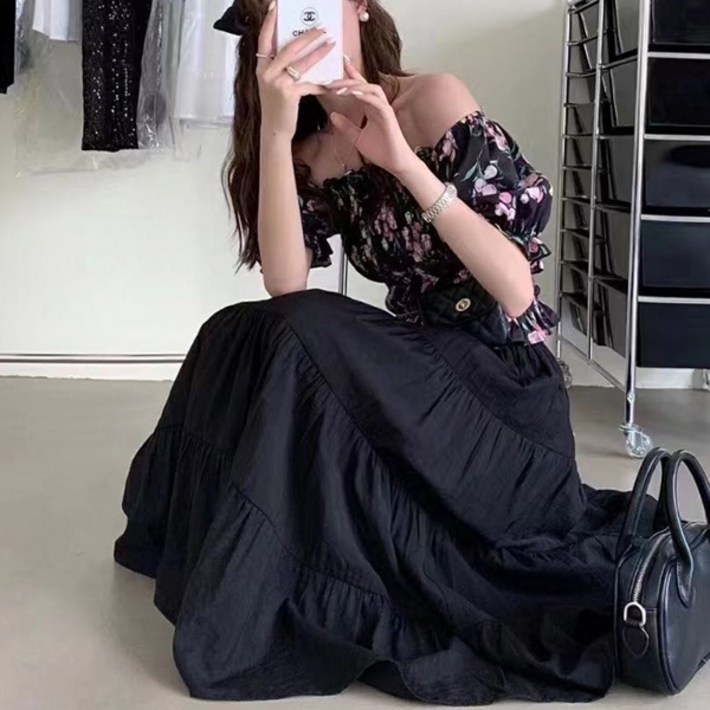 마이쏭 여성 빅사이즈 밴딩 롱치마 여름치마 러버캉캉롱스커트