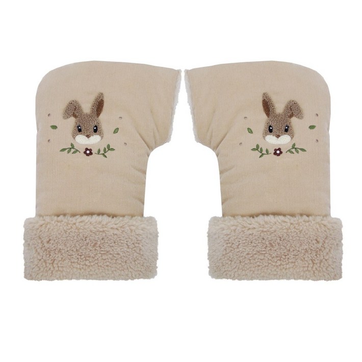 쿵스쿵스 킥보드장갑 유아 어린이 핸드워머 자전거 핸들커버 3중보온 트라이크 장갑, 베이지 숲속의토끼, 1개