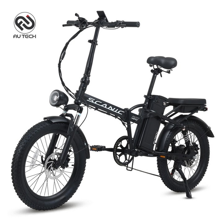 AU테크 스카닉 M20 MAX 바팡모터 최대 850W 접이식 전동 전기자전거 48V 10Ah 블랙무광, 50.8cm20인치
