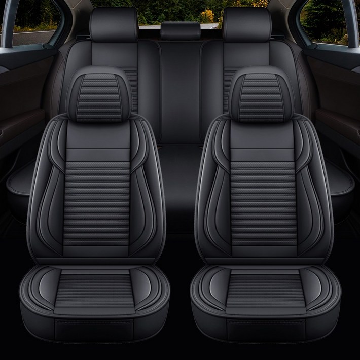 Novaseed 프리미엄 카시트 커버, 대중소형 4도어 승용차, SUV 등, 통기성 좋음미끄럼 방지방수, 사계절 통용, 스포츠 스타일 시트 커버, Black, 1개