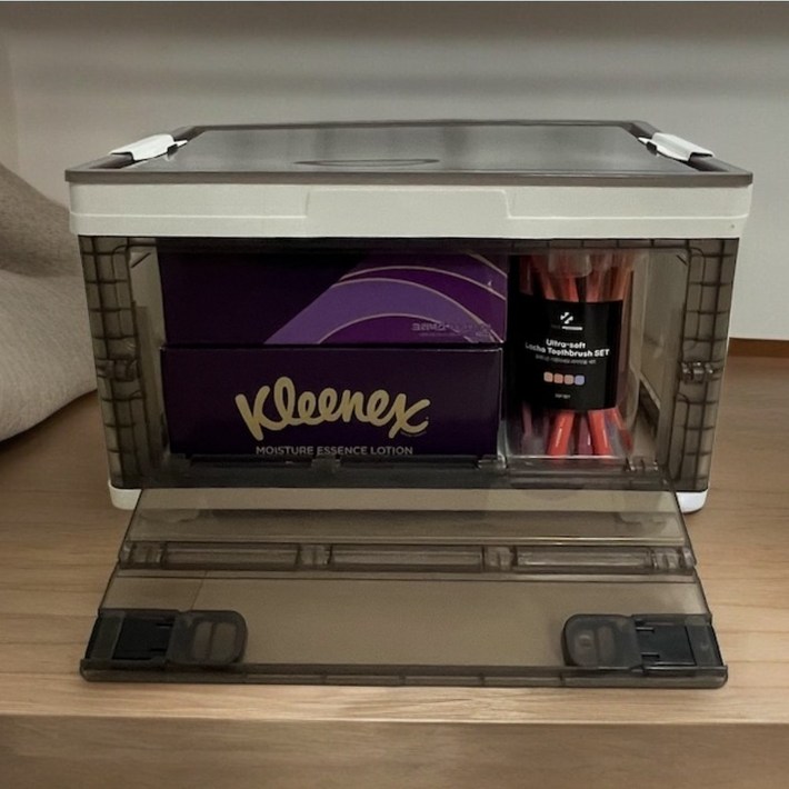 불꽃마켓 접이식 오픈형 투명 폴딩박스 30L 투명리빙박스 오픈형폴딩박스