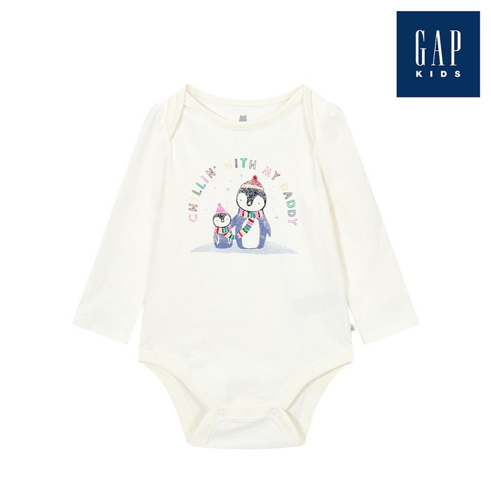 갭키즈 펭귄 그래픽 롱 슬리브 바디수트771549029IV