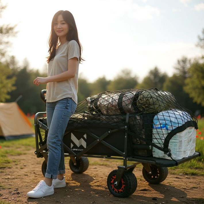 캠핑 전동웨건 캠핑왜건 카트 광폭타이어 접이식 롤테이블 그물망, 1세트, 블랙 캠핑 전동웨건 캠핑왜건 카트 광폭타이어 접이식 롤테이블 그물망, 1세트, 블랙