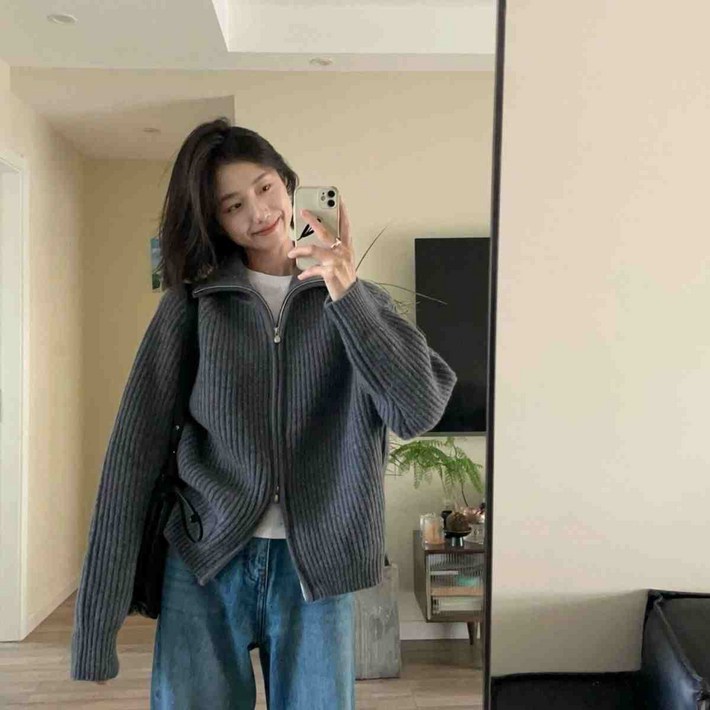 플레르 투웨이 캐주얼 니트 집업 가디건