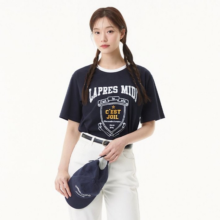 플라스틱아일랜드 배색립 프린트 루즈핏 티셔츠 PR2CH402