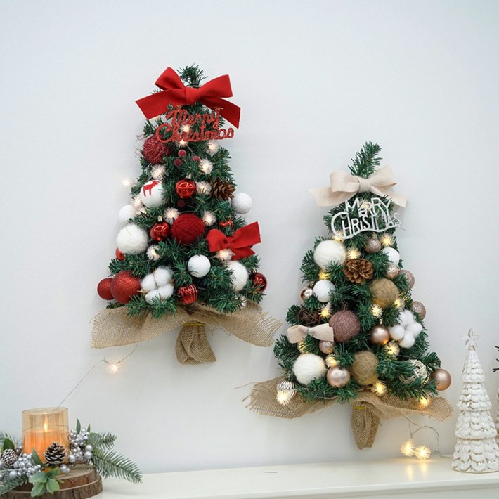 꾸민뜰 파인 크리스마스 벽트리 미니 트리 장식 풀세트