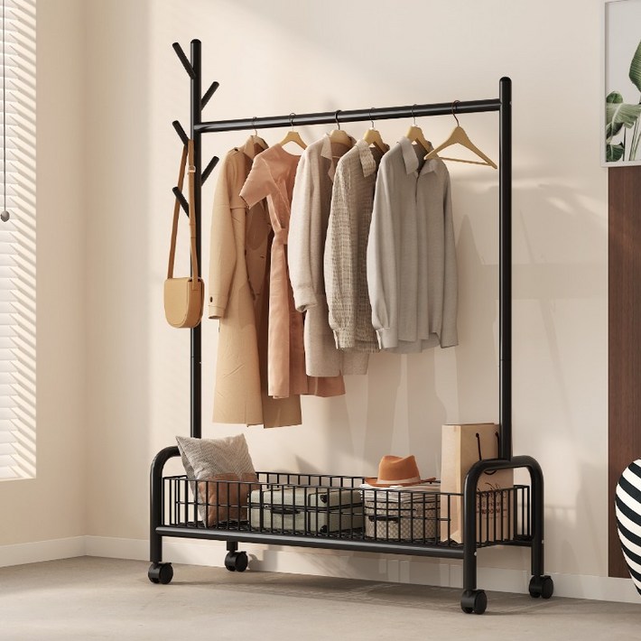 워너픽 솔리드 철제 이동식 트롤리 행거