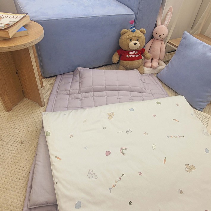 국내순면친환경 옥수수솜 알러지케어 진드기기피 바이오 항균 순면 100 일체형 분리형 아기이불 낮잠이불세트 태리, 혼합색상