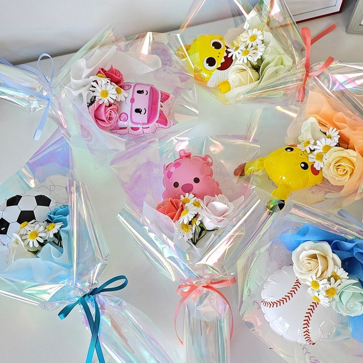 캐릭터 풍선 미니 꽃다발 발표회 학예회 재롱잔치 유치원 어린이집 루피 축구공 야구공, 아기상어