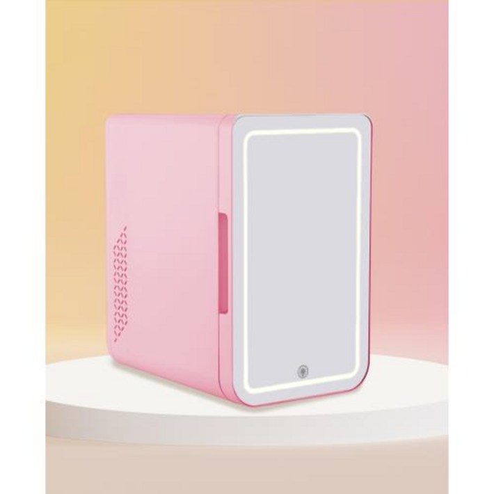 4L 냉장고 최신 냉각 및 열 조정 데스크탑 미니 HD 거울이있는 저소음 핑크