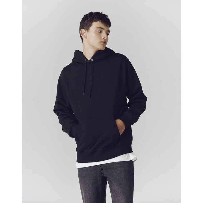 지오다노2023 NEW브러시드기모 후드티 03블랙