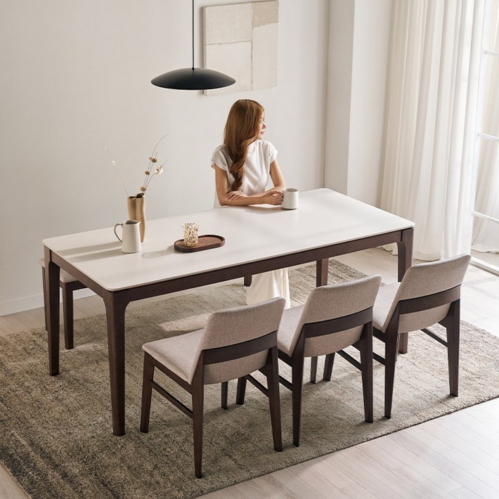 삼익가구 아벨로 포세린 통세라믹 원목 식탁 풀세트 14001800