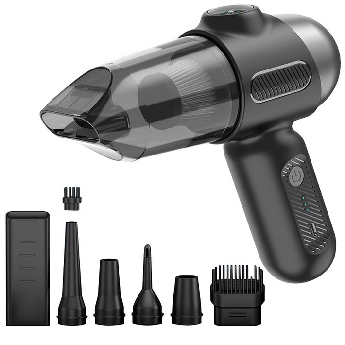 레퓰리 무선 에어건 청소기 BLDC모터 진공 12000pa 핸디 청소기 송풍기 자동차 먼지 청소 휴대용 세차용, 블랙