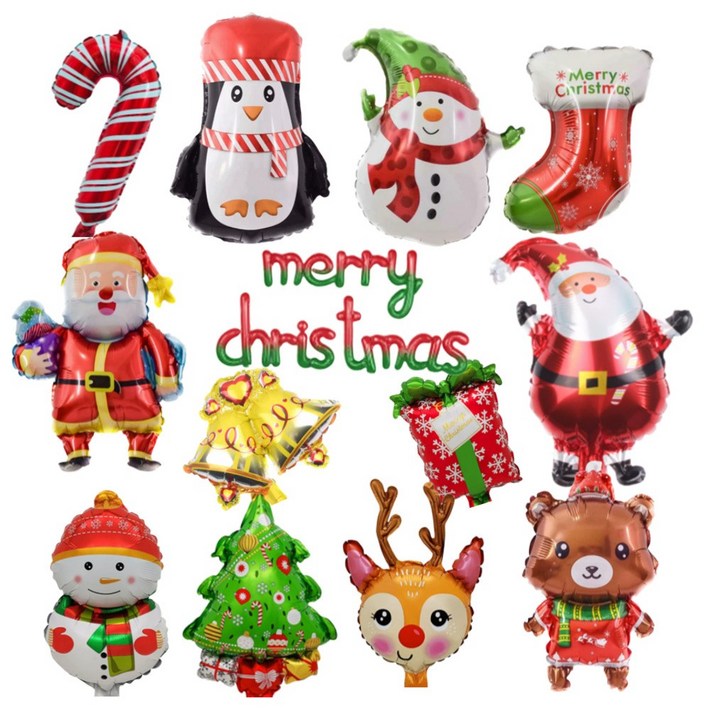 스마일파티 크리스마스 홈 파티 풍선 장식 가랜드 데코 소품 용품 세트, 1세트, 13종세트