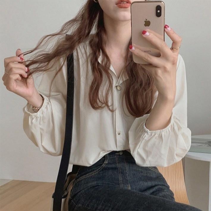 더블유 클래식 벌룬 셔츠 블라우스 더블유 클래식 벌룬 셔츠 블라우스