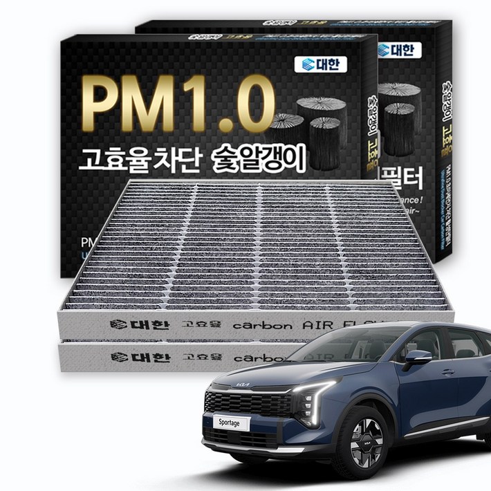 대한카필터 PM1.0 활성탄 에어컨필터, 2개, 스포티지NQ5  하이브리드  KC118