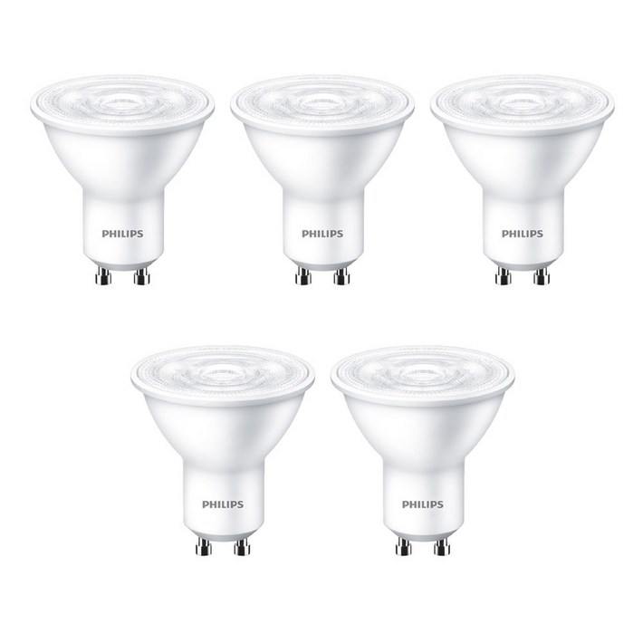 필립스 LED GU10 4.5W 220V 스팟전구 5P, 전구색, 5개 필립스 LED GU10 4.5W 220V 스팟전구 5P, 전구색, 5개