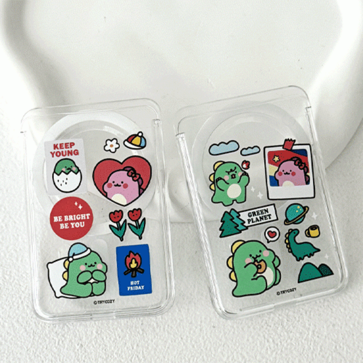 트라이코지 리틀티노 패치 투명 맥세이프 슬라이드 카드 지갑 3장 수납