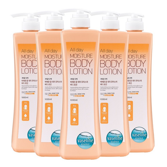 과일나라 바세린 올데이 모이스처 바디로션, 1L, 5개