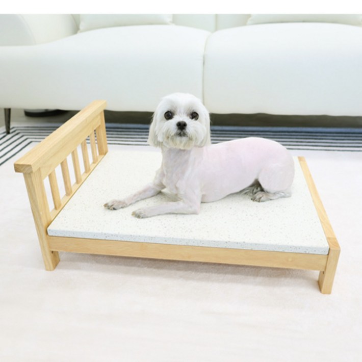 오션웰리빙 강아지 높이조절 원목 침대