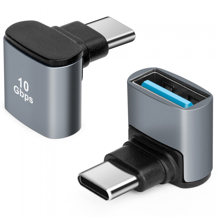 90도 USB C  USB 3.1 OTG 어댑터, 직각 USBC TypeC 플러그  USB 소켓 어댑터, 스마트폰, 태블릿, 노트북용 10G 데이터 전송, 2개, 단일 제품