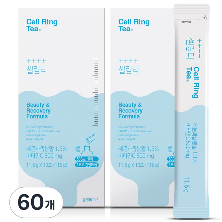  셀링티  마시는 포도당 이온음료 비타음료 미네랄 수분 콜라겐 분말스틱 레몬맛, 60개, 11.6g