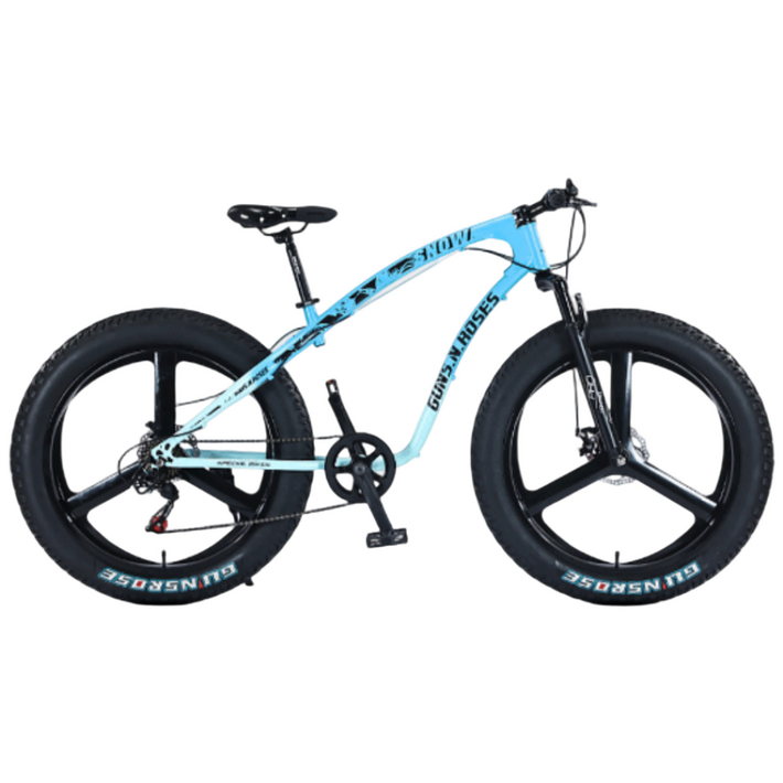 크랭커 풀샥 MTB 팻바이크 산악자전거 광폭 타이어 오프로드, 1개, 175cm, 스카이블루3블레이드휠