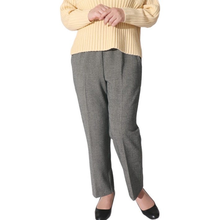 Made in Japan 겨울용 허리편한 일본 기모바지 부드러운 촉감 헤링본패턴 부모님 생신 명절 선물 병원 외출용 50대 60대 70대 중년여성 엄마옷 할머니옷 9604