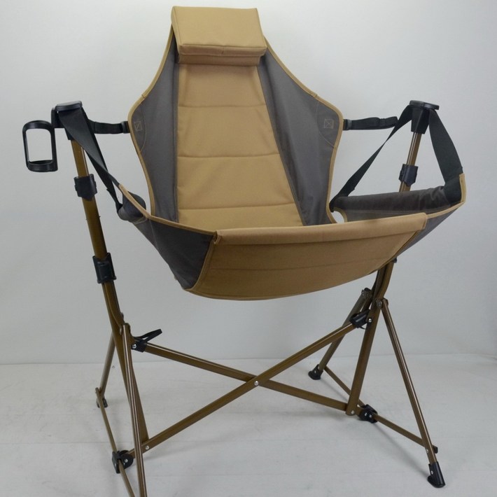 바로스 캠핑 흔들 의자 접이식 릴렉스 스윙체어, 1개, 데저트탄