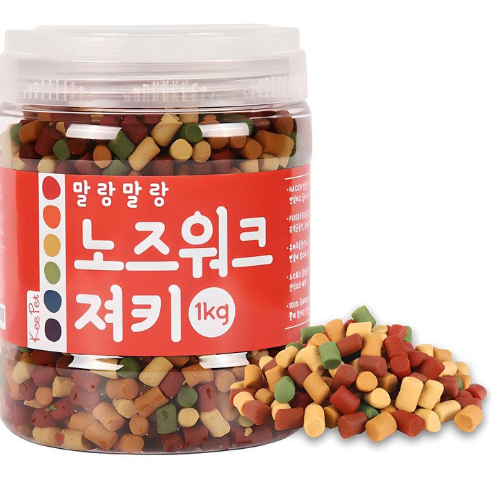 킵펫 강아지 말랑말랑 노즈워크 져키, 혼합맛황태연어치즈참치오리, 1kg, 1개