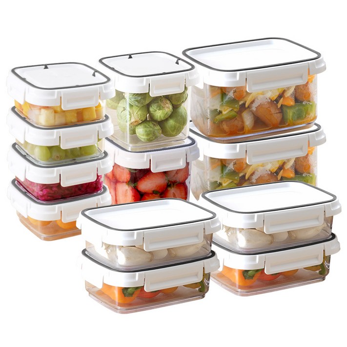 창신리빙 스카이락 밀폐 반찬통 직중1호 460ml x 4p  직중2호 980ml x 2p  정1호 240ml x 4p  정2호 650ml x 2p 세트