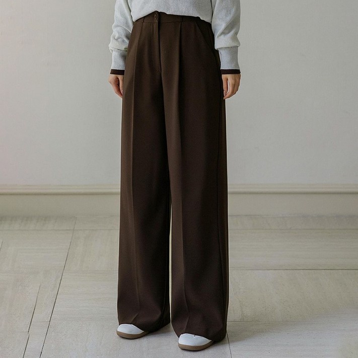 여성용 숏기본롱 기장 포튼 히든밴딩 핀턱 슬랙스 와이드 53SL678