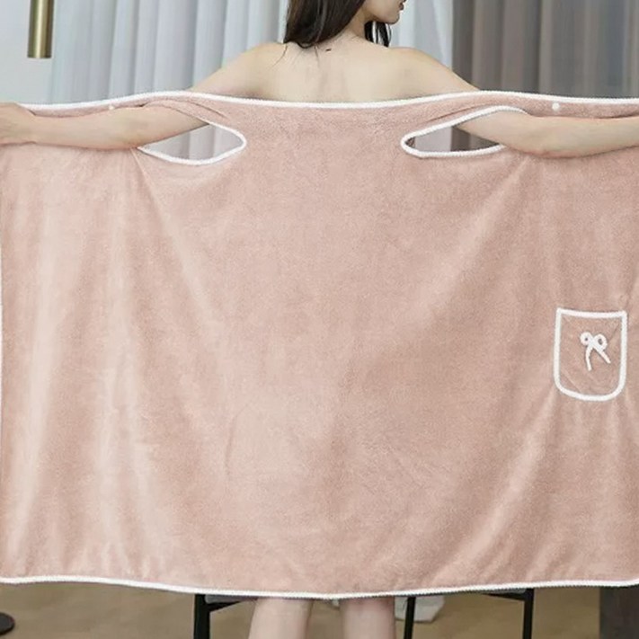 마켓플랜 리본 포켓 소프트 목욕 가운 타월