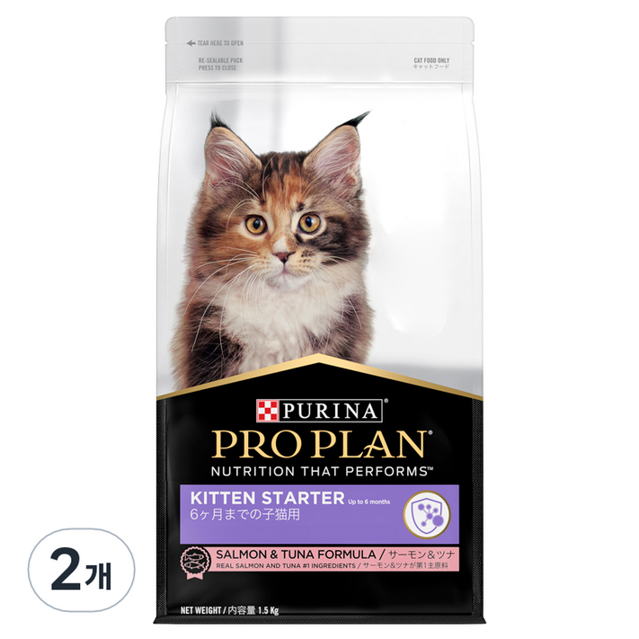 프로플랜 키튼용 스타터 고양이 건식사료, 1.5kg, 2개 프로플랜 키튼용 스타터 고양이 건식사료, 1.5kg, 2개